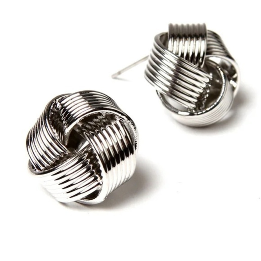Zara silver plate stud knot earrings minimalist